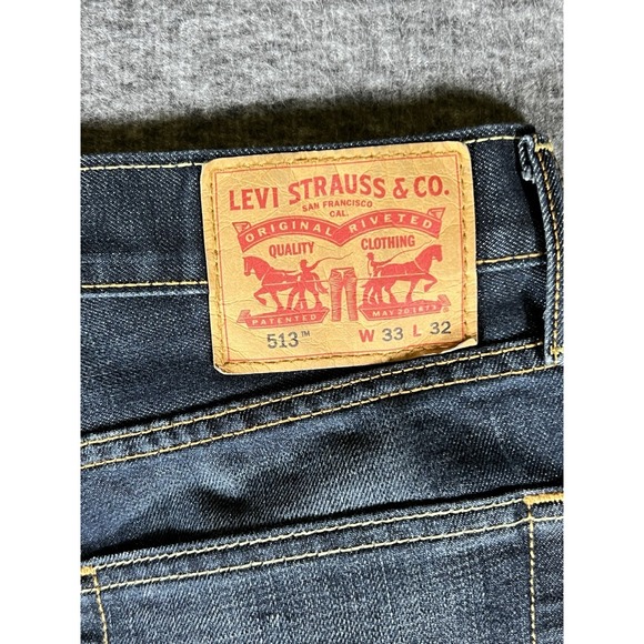 Levis 513 Jeans Medium Wash Denim Blue Straight Leg Slim Fit Mens Size 33x32 - Picture 10 of 11